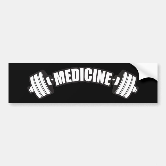 Barbell - Iron Medicine - Weight Lifting Gym Bumper Sticker (Front)