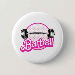 Barbell - pink 6 cm round badge