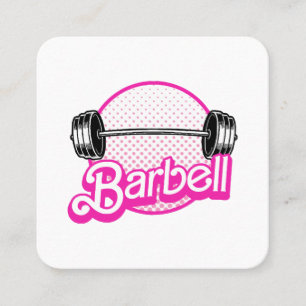 Barbell - pink square business card