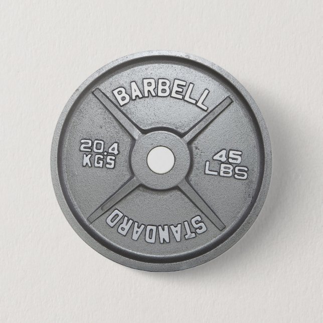 Barbell Plate 6 Cm Round Badge (Front)