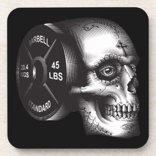 Barbell Plate and Skull - Workout Gym Motivational Coaster