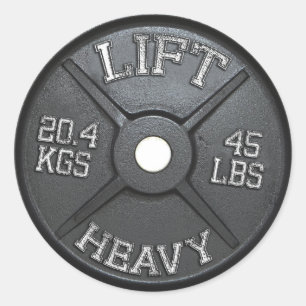 Barbell Plate - Lift Heavy Classic Round Sticker
