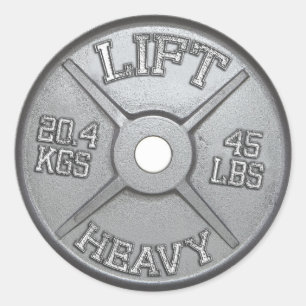 Barbell Plate - Lift Heavy Classic Round Sticker