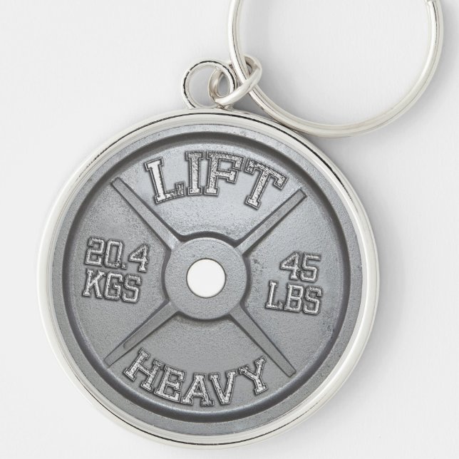 Barbell Plate - Lift Heavy Key Ring (Front)