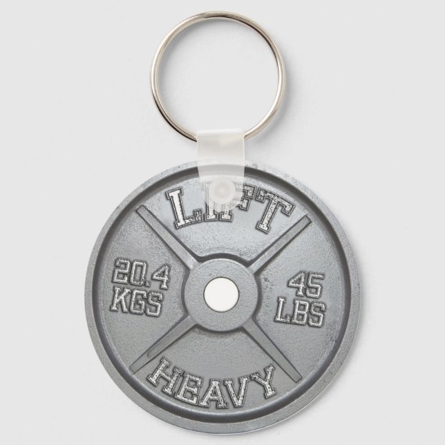 Barbell Plate - Lift Heavy Key Ring (Front)