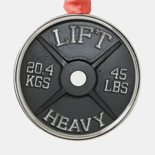Barbell Plate - Lift Heavy Metal Tree Decoration (Front)