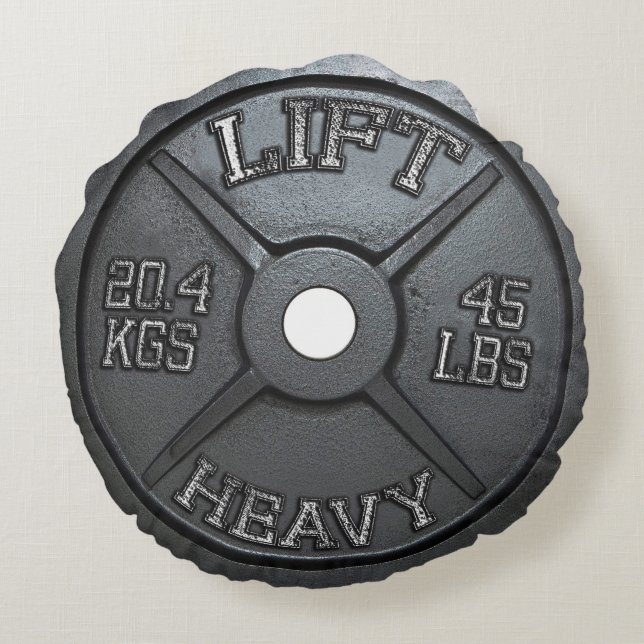 Barbell Plate - Lift Heavy Round Cushion (Back)