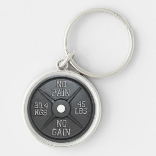 Barbell Plate - No Pain No Gain Key Ring