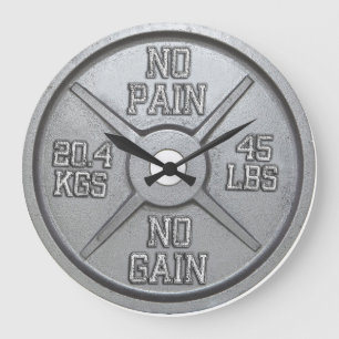 Barbell Plate Wall Clock - No Pain No Gain