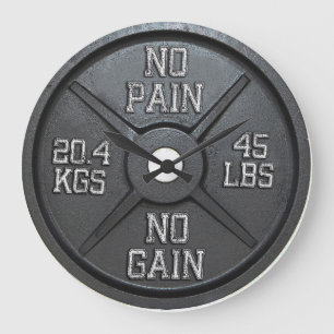 Barbell Plate Wall Clock - No Pain No Gain