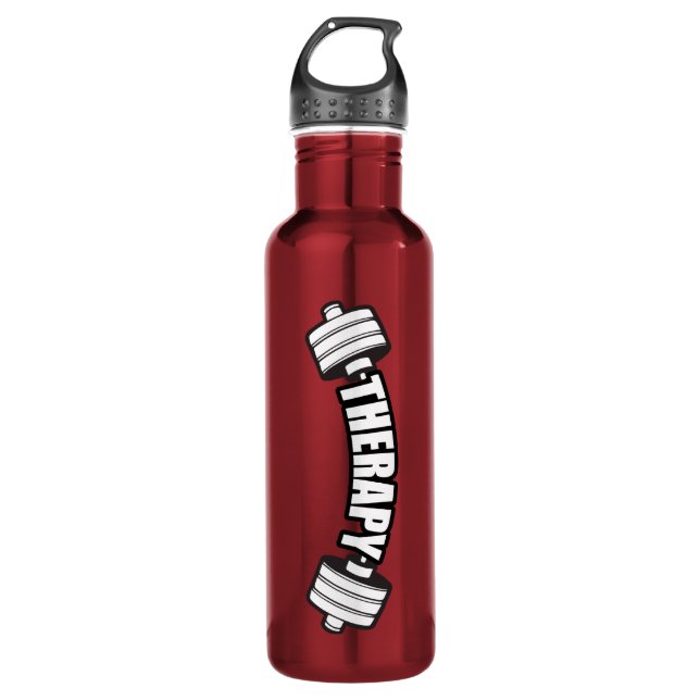 Barbell - THERAPY - Workout Inspirational 710 Ml Water Bottle (Front)
