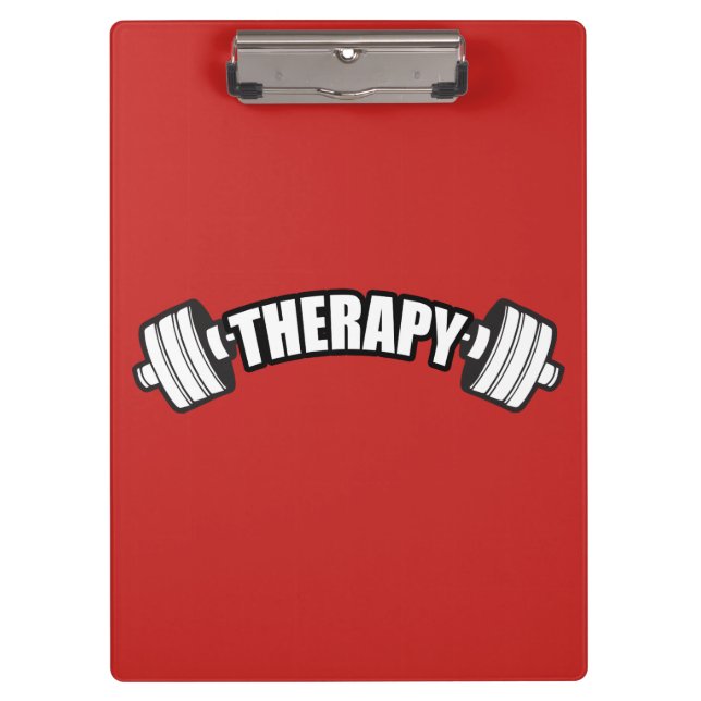 Barbell - THERAPY - Workout Inspirational Clipboard (Front)