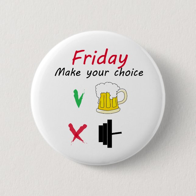 Barbell vs beer 6 cm round badge (Front)