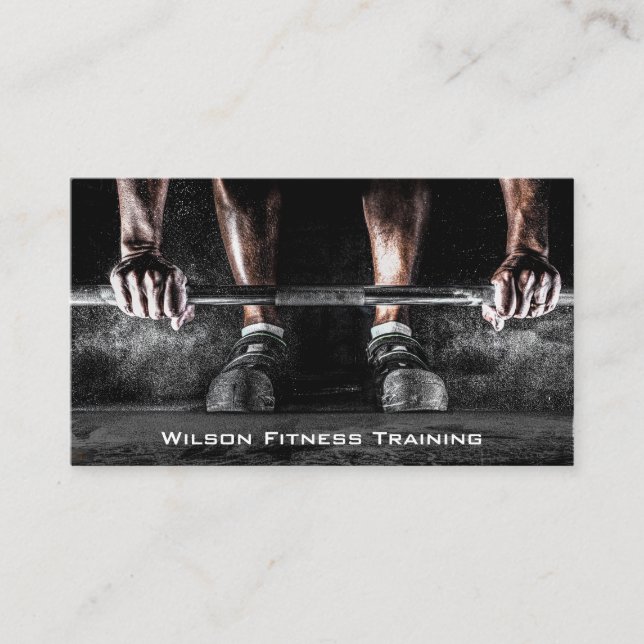 Barbell Weight Lifter Fitness Photo Business Card (Front)