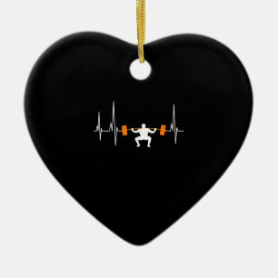 Barbell Weightlifting Heartbeat Bodybuilding Ceramic Tree Decoration