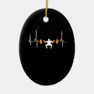 Barbell Weightlifting Heartbeat Bodybuilding Ceramic Tree Decoration