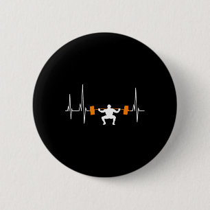 Barbell Weightlifting Heartbeat Bodybuilding Cool 6 Cm Round Badge