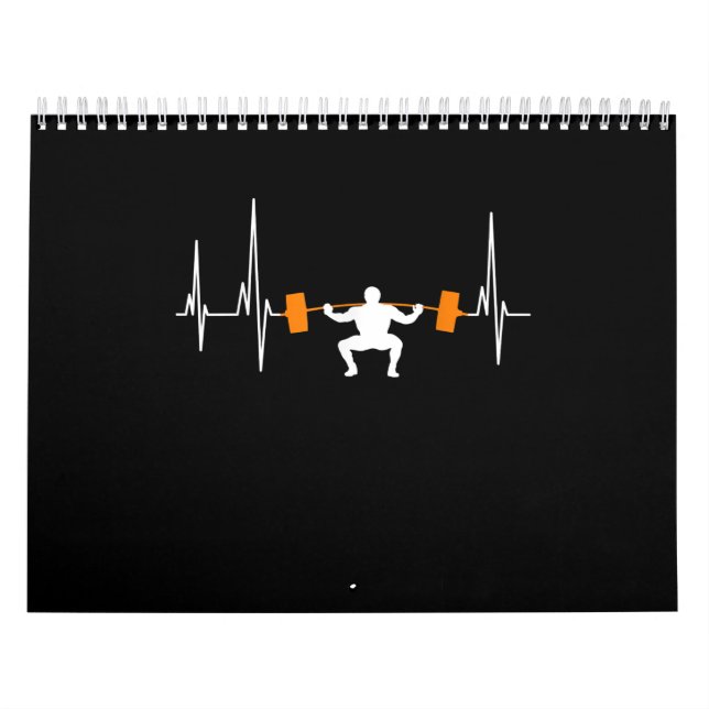 Barbell Weightlifting Heartbeat Bodybuilding Cool Calendar (Cover)