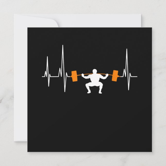 Barbell Weightlifting Heartbeat Bodybuilding Cool Invitation (Front)