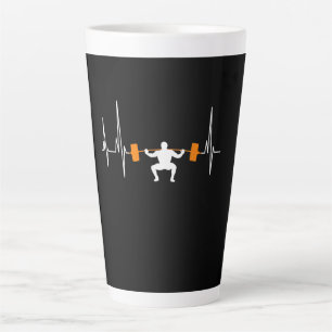 Barbell Weightlifting Heartbeat Bodybuilding Cool Latte Mug