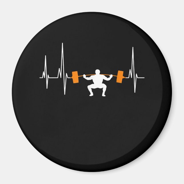 Barbell Weightlifting Heartbeat Bodybuilding Cool Magnet (Front)