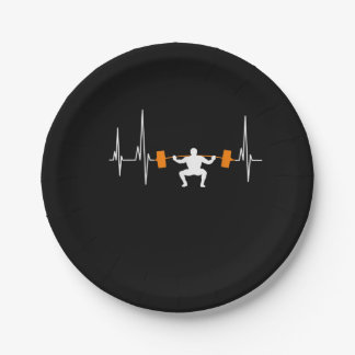 Barbell Weightlifting Heartbeat Bodybuilding Cool Paper Plate