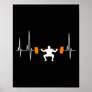 Barbell Weightlifting Heartbeat Bodybuilding Cool  Poster