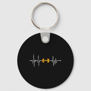 Barbell Weightlifting Heartbeat - Bodybuilding Key Ring