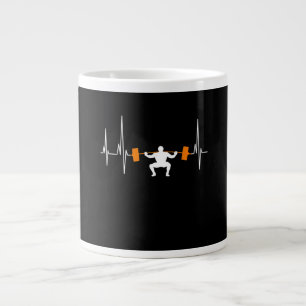 Barbell Weightlifting Heartbeat Bodybuilding Large Coffee Mug