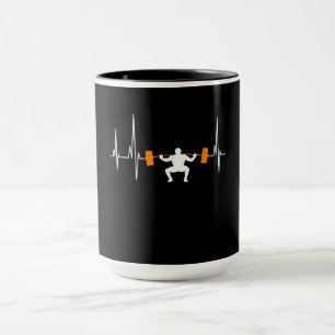 Barbell Weightlifting Heartbeat Bodybuilding Mug