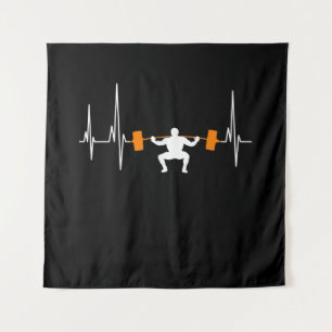 Barbell Weightlifting Heartbeat Bodybuilding Tapestry