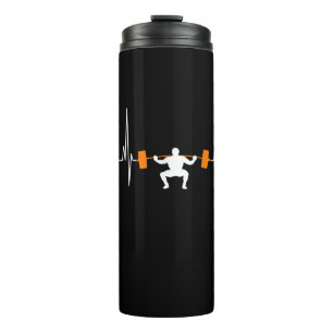 Barbell Weightlifting Heartbeat Bodybuilding Thermal Tumbler