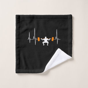 Barbell Weightlifting Heartbeat Bodybuilding Wash Cloth
