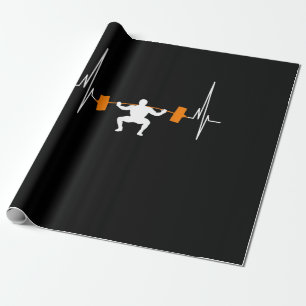 Barbell Weightlifting Heartbeat Bodybuilding Wrapping Paper