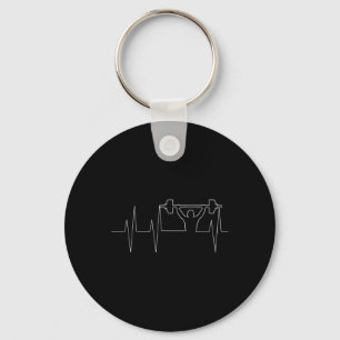 Barbell Weightlifting Heartbeat Shirt - Bodybuildi Key Ring