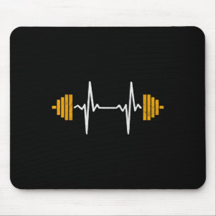 Barbell Weightlifting Heartbeat Shirt - Bodybuildi Mouse Mat