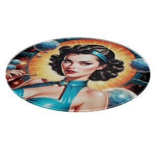Barbenheimer Retro Fusion Atomic Age Fashion Cutting Board