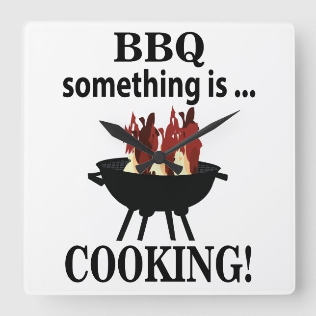 Barbeque Cook Chef Funny BBQ  Square Wall Clock (Front)