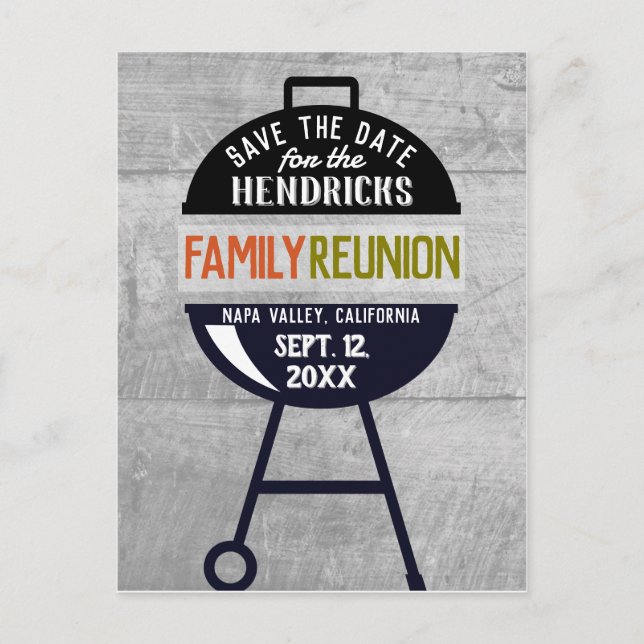 Barbeque Family Reunion Save the Date Postcard (Front)