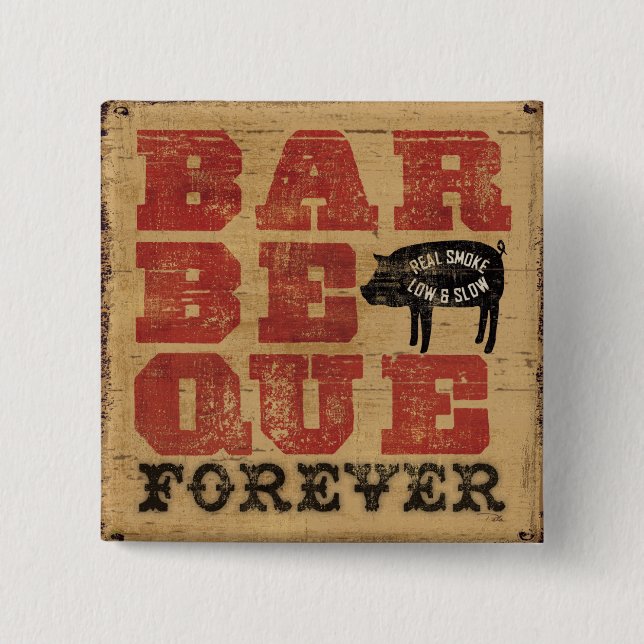 Barbeque Forever 15 Cm Square Badge (Front)
