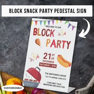 Barbeque Snack Picnic Fun Neighbour Block Party Pedestal Sign