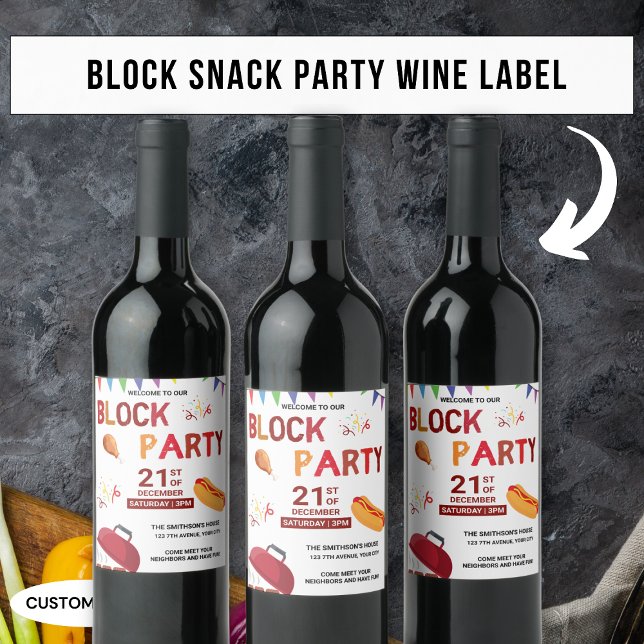 Barbeque Snack Picnic Fun Neighbour Block Party Wine Label (Creator Uploaded)