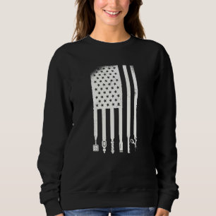 Barber American Flag Hairdresser Patriotic Vintage Sweatshirt