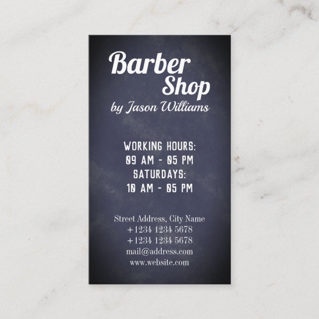 Barber and hair salon vertical business card (Front)