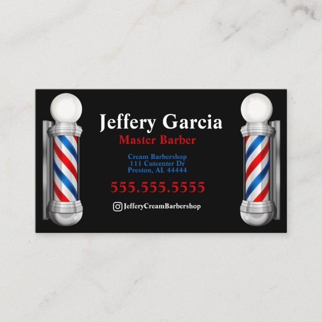 Barber and pole Business Card  (Front)