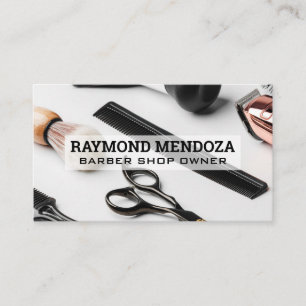 Barber and Shaving Accessories Background Business Card