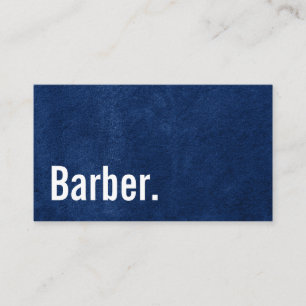Barber Babershop Minimalist Faux Navy Blue Velvet Business Card