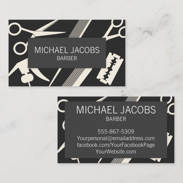 Barber Barbershop Hair Stylist Men Business Card (Front/Back)