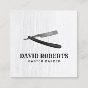 Barber Barbershop Razor Hair Stylist Minimalist Square Business Card