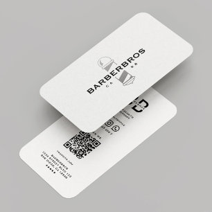 Barber Barbershop Silver Pole Classic Modern Business Card